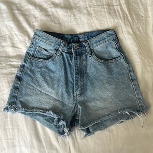 Brandy Melville medium wash high waisted denim shorts